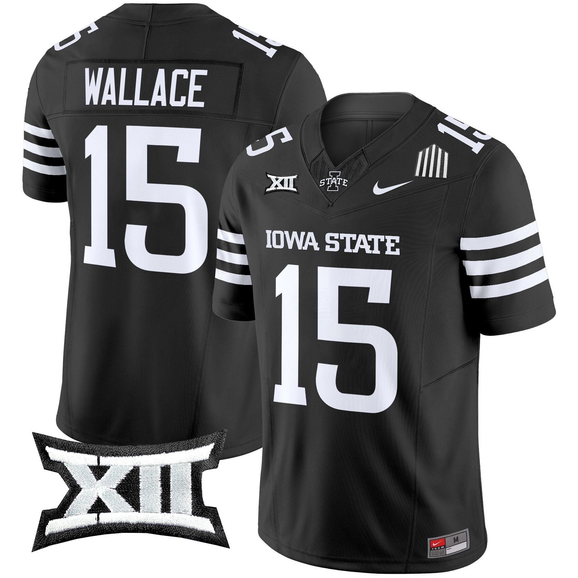 Men Iowa State Cyclones 15 Wallace Black Nike 2024 Vapor Limited NCAA Jersey style 1